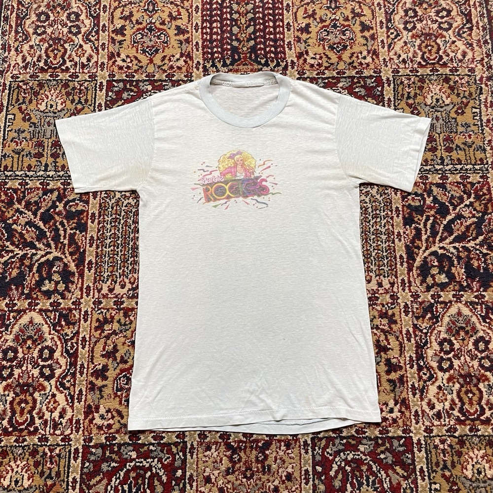 VTG RARE 80s 1985 Barbie Rockers‎ Blue Product Tow Promo Single Stitch Tshirt
